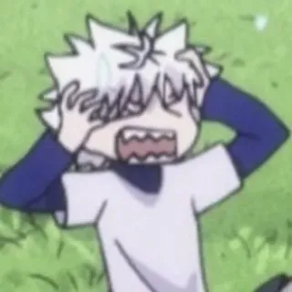 🗿 Killua Zoldyck Hunter x Hunter Аниме, Мультфильм, В шоке, Расстроен, Смущен, Киллуа Золдик, Hunter x Hunter telegram sticker