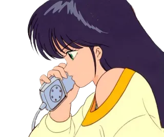 📞 애니메이션, 소녀, 전화, 대화, 슬픈, 화난, 소통 telegram sticker