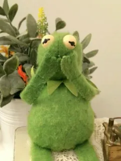 🐸 Kermit Kermit la Rana, Muppet, burattino, rana, verde, sorpresa, scioccato telegram sticker
