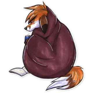 😞 renard, dessin animé, livre, boisson, poilu, détente, cosy, animal telegram sticker