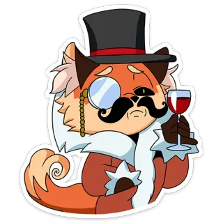 🧐 猫, 单片眼镜, 高顶礼帽, 葡萄酒, 拟人化, 绅士 telegram sticker