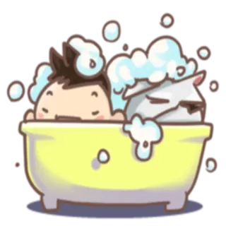 🛁 bañera, burbujas, lindo, dibujos animados, niño, gato, animal, baño whatsapp sticker