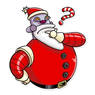 🤔 robot, papá noel, navidad, signo de interrogación, dibujos animados, festivo, fiestas telegram sticker