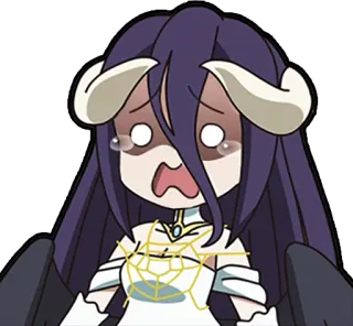 😢 Albedo Overlord anime, demon, sad, crying, chibi, female telegram sticker