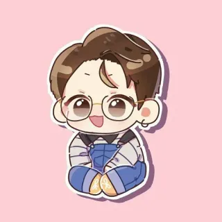 🤓 Kreskówka, Słodki, Naklejka, Chłopiec, Okulary, Kawaii telegram sticker
