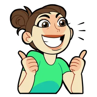 😃 Dibujo animado, Pulgar arriba, Chica, Positivo, Feliz, Aprobación, Éxito telegram sticker