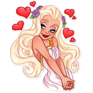 💕 Dibujos animados, Mujer, Corazones, Amor, Rubia, Vestido whatsapp sticker