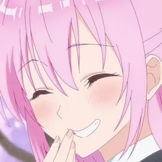 🐻 Anime, süß, Mädchen, Lächeln, rosa Haare telegram sticker