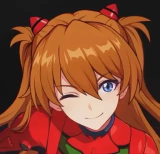 ❤️ Asuka Langley Soryu Neon Genesis Evangelion anime, cewek, Asuka, Evangelion, kedip, rambut merah telegram sticker