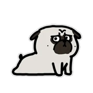😅 pug, anjing, kartun, imut, hewan, peliharaan, marah telegram sticker