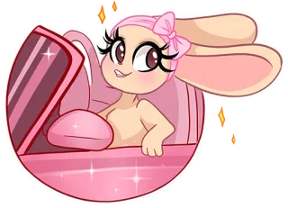 🚗 만화, 토끼, 차, 분홍색, 귀여운, 동물, 카와이 telegram sticker