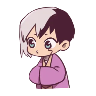 😗 Senku Ishigami Dr. Stone 애니메이션, 캐릭터, 센쿠 이시가미, Dr. Stone, SD캐릭터 telegram sticker