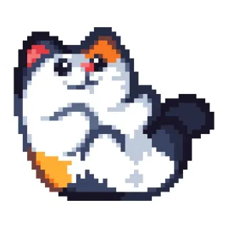 ☺️ kucing, stiker, pixel art, lucu, belang tiga, hewan whatsapp sticker