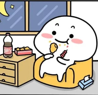 😋 QBTv Dessin animé, Nourriture, Nuit, Goûter, Mignon telegram sticker