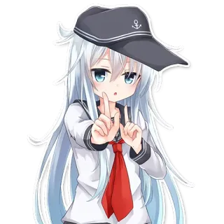 😯 Anime, Mädchen, Mütze, Süß, Geste telegram sticker