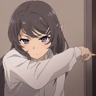 😡 Mai Sakurajima Rascal Does Not Dream of Bunny Girl Senpai anime, indicando, ragazza, bruna, sakurajima telegram sticker