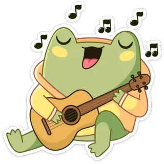 🎶 katak, gitar, musik, imut, kartun, stiker, hewan telegram sticker