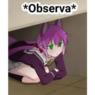👀 *Observa* Anime, Neko-fille, Observer, Regard indiscret, Mignon telegram sticker