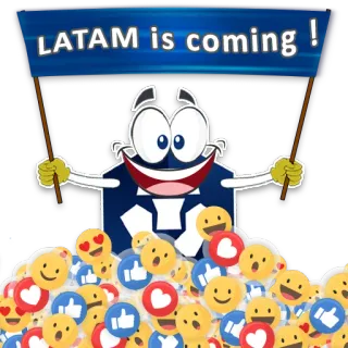 😍 LATAM is coming ! Latam, Novo, Mídias sociais, Emojis, Internet, Like, Amor telegram sticker