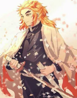 🔥 Kyojuro Rengoku Demon Slayer 心を燃やせ アニメ, 剣, 鬼滅の刃, 煉獄, 炎 telegram sticker