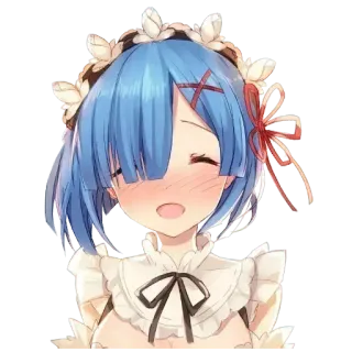 😅 Rem Re:Zero anime, girl, maid, cute, blue hair whatsapp sticker