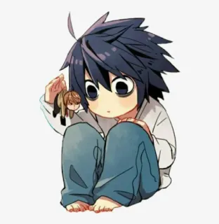 🥺 L Death Note anime, manga, cartoon, L, Death Note telegram sticker