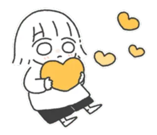 💛 Dibujos animados, Corazón, Amor, Lindo, Chica, Emoción, Sentimiento telegram sticker