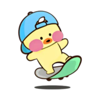 🐥 duck, skateboard, skateboarding, cartoon, animal, cute telegram sticker