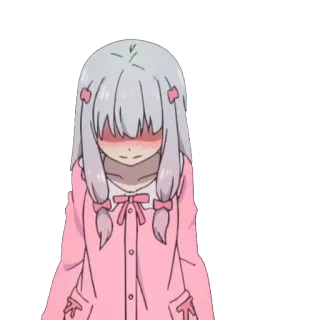 👩 动漫, 女孩, 脸红, 可爱, 角色, 粉色 telegram sticker