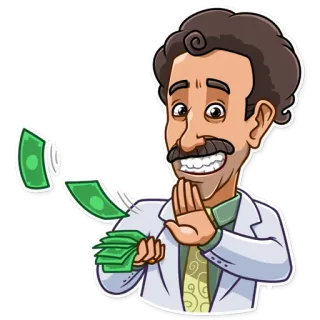 🤑 money, cash, success, rich, wealth, cartoon, man telegram sticker