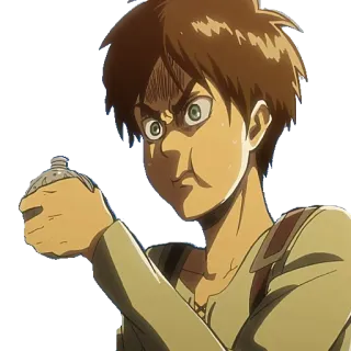 🤢 Eren Yeager Attack on Titan アニメ, 進撃の巨人, エレン・イェーガー, 怒り, 決意, 漫画, 少年 telegram sticker