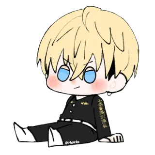 😏 @Hawks Chibi, Anime, Postać, Kreskówka, Blond włosy telegram sticker