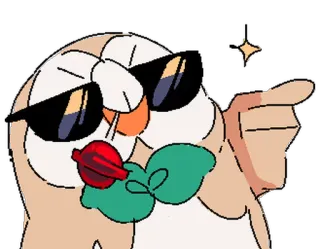 🌹 Rowlet hibou, Pokémon, cool, lunettes de soleil, bonbon, mignon telegram sticker