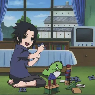 🀄️ Sasuke Uchiha Naruto аниме, ребенок, саске, учиха, ниндзя, милый telegram sticker