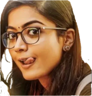 😋 kobieta, okulary, portret, język, naklejka telegram sticker