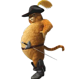 🌭 Puss in Boots Shrek gato, espada, botas, animado, personagem whatsapp sticker