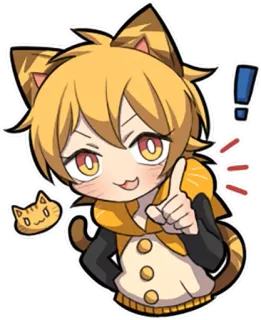 ☝ 고양이, 애니메이션, 알림, 귀여운, 스티커, 카와이, 치비 telegram sticker