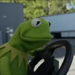 😐 Kermit 커밋, 운전, 머펫, 캐릭터, 만화, 개구리 telegram sticker