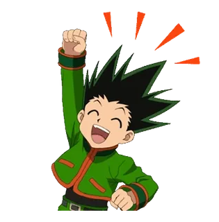 🟢 Gon Freecss Hunter x Hunter アニメ, キャラクター, ゴン, フリークス, 幸せ, 笑顔, Hunter x Hunter telegram sticker