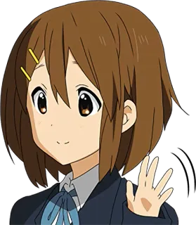 👋 Yui Hirasawa K-On! anime, girl, school uniform, cute, cartoon telegram sticker