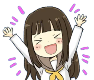 🙌 Anime, Kreskówka, Szczęśliwy, Dziewczyna, Święto, Podekscytowany telegram sticker