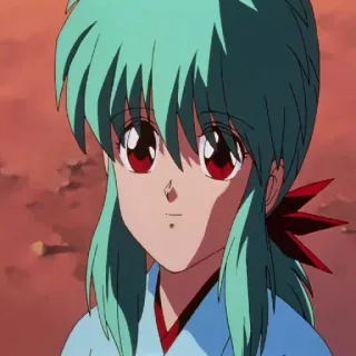 🙂 Botan Yu Yu Hakusho Аниме, Манга, Духовный наставник, Зеленые волосы, Красные глаза telegram sticker