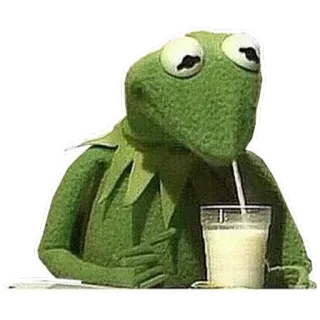 🙂 Kermit Kermit de Kikker, drinken, meme, grappig, kikker telegram sticker