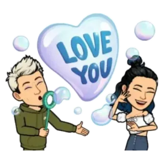 ♋ LOVE YOU любовь, пара, пузыри, сердце, отношения, мультфильм telegram sticker