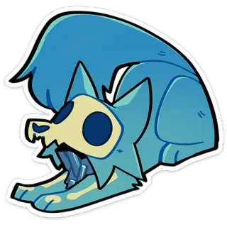 😮 nhãn dán, động vật, đầu lâu, hoạt hình, xanh dương, sinh vật, ảo mộng, chó telegram sticker