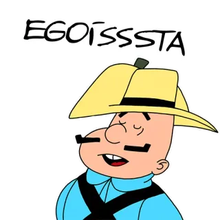 🧐 EGOÍSSSTA การ์ตูน, คนเห็นแก่ตัว, หมวก, หนวด, ตัวละคร, ภาพประกอบ whatsapp sticker