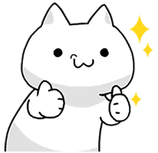 👍 chat, pouce levé, mignon, autocollant, positif, blanc, animal whatsapp sticker