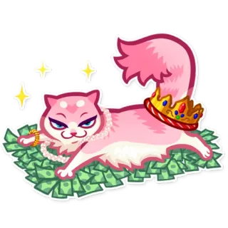💵 gato, dinero, corona, perlas, rico, rico, sticker, dibujos animados telegram sticker