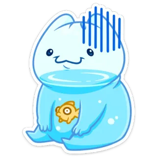 😐 sticker, cat, fish, water, cute, cartoon whatsapp sticker