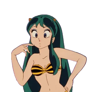 🤔 Lum Invader Urusei Yatsura anime, cartoon, girl, Lum, Urusei Yatsura telegram sticker